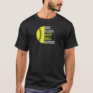 Eet Slaap Softbal Herhaal Speler T-shirt