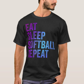 Eet Slaap Softbal Herhaal T-shirt