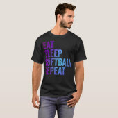 Eet Slaap Softbal Herhaal T-shirt (Voorkant volledig)