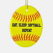 Eet. Slaap. Softball. Herhaal. Keramisch Ornament (Rechts)
