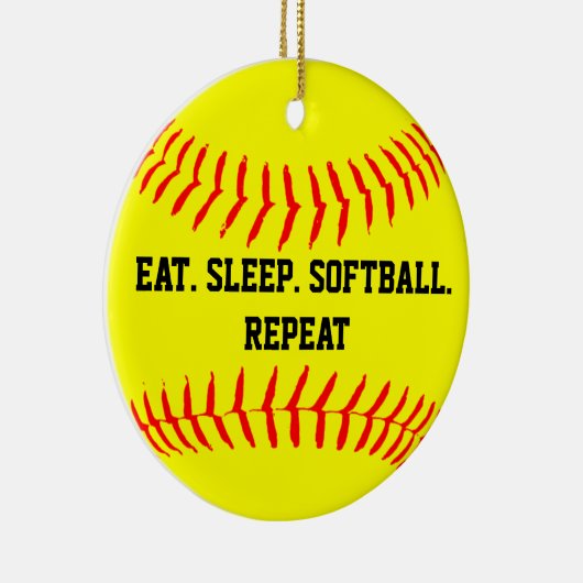 Eet. Slaap. Softball. Herhaal. Keramisch Ornament (Rechts)