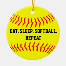 Eet. Slaap. Softball. Herhaal. Keramisch Ornament