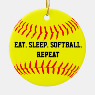 Eet. Slaap. Softball. Herhaal. Keramisch Ornament