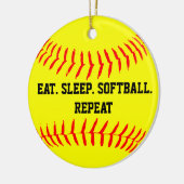 Eet. Slaap. Softball. Herhaal. Keramisch Ornament (Links)