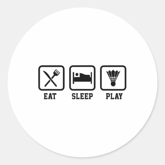 Eet Slaap Speel Badminton Speler Shuttle Sports SM Ronde Sticker (Voorkant)