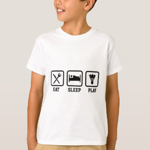 Eet Slaap Speel Badminton Speler Shuttle Sports SM T-shirt