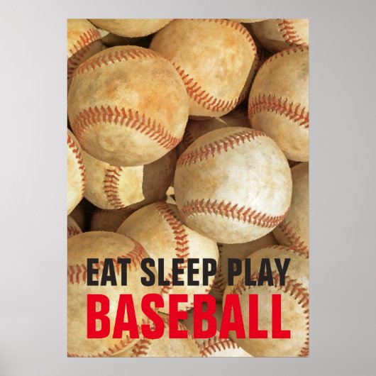 Eet Slaap Speel Baseball Inspirerend Poster (Voorkant)