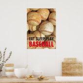 Eet Slaap Speel Baseball Inspirerend Poster (Keuken)