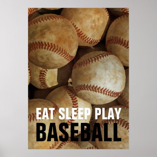 Eet Slaap Speel Baseball kunstwerk Poster (Voorkant)