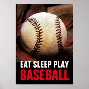 Eet Slaap Speel Baseball Motivatie Poster