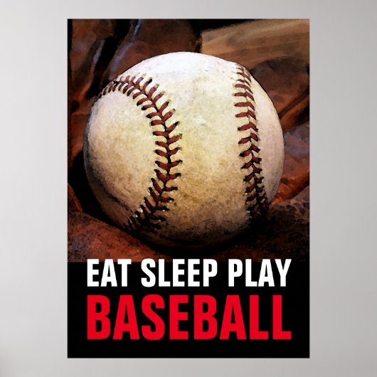 Eet Slaap Speel Baseball Motivatie Poster (Voorkant)