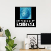 Eet Slaap Speel Blauw Basketbal Kunstwerk Poster (Thuiskantoor)