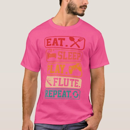 Eet Slaap Speel Fluit Herhaal Grappige Fluit Spele T-shirt (Voorkant)