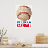  Eet Slaap Speel Honkbal Poster (Keuken)
