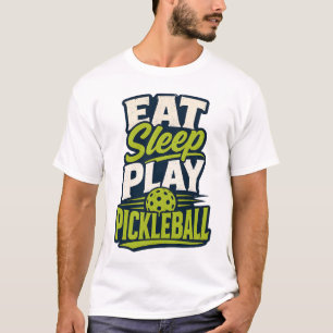 Eet Slaap Speel Pickleball Retro Sporten T-shirt