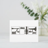 Eet. Slaap. Speel. Trumpet Briefkaart (Staand voorkant)