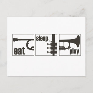 Eet. Slaap. Speel. Trumpet Briefkaart