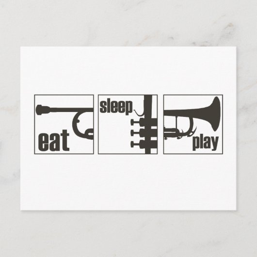 Eet. Slaap. Speel. Trumpet Briefkaart (Voorkant)