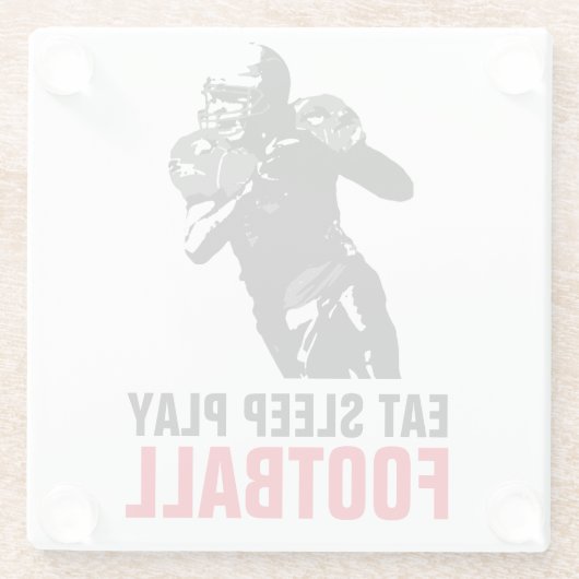 Eet Slaap Speel Zwart & Wit Voetbal Pop Art Glazen Onderzetter (Achterkant)