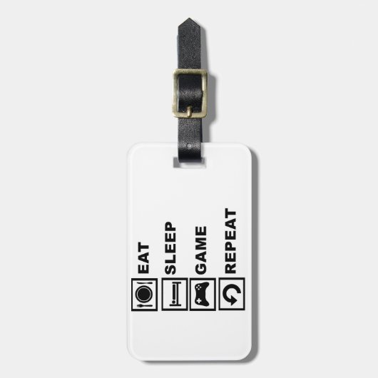 Eet, slaap, spel, herhaal. bagagelabel (Voorkant verticaal)