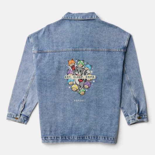 Eet, Slaap, Spel, Herhaal Denim Jacket (Achterkant)
