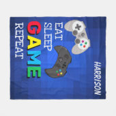 Eet, Slaap, Spel, Herhaal | Gamer op maat Fleece Deken (Voorkant (Horizontaal))