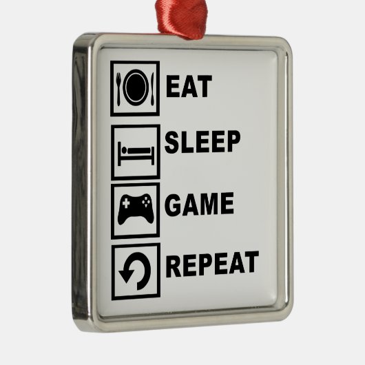 Eet, slaap, spel, herhaal. metalen ornament (Rechts)