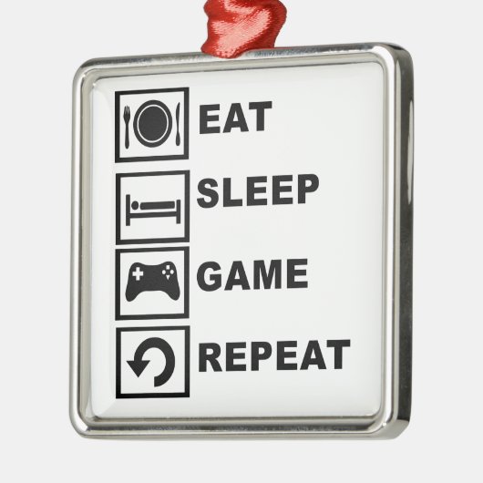 Eet, slaap, spel, herhaal. metalen ornament (Links)