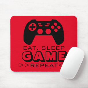 Eet slaap spel herhaal muismat voor gamer