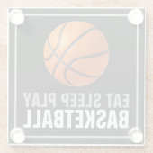 Eet Slaap Spelen Basketbal Kunstwerk Motivatie Glazen Onderzetter (Achterkant)