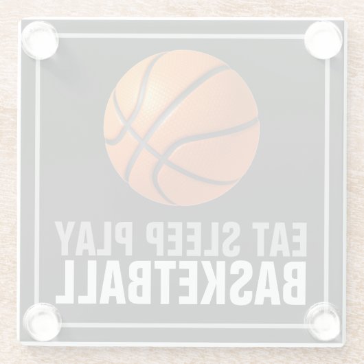 Eet Slaap Spelen Basketbal Kunstwerk Motivatie Glazen Onderzetter (Achterkant)