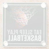 Eet Slaap Spelen Basketbal Kunstwerk Motivatie Glazen Onderzetter (Achterkant)