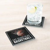 Eet Slaap Spelen Basketbal Kunstwerk Motivatie Glazen Onderzetter (Schuin)