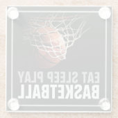 Eet Slaap Spelen Basketbal Kunstwerk Motivatie Glazen Onderzetter (Achterkant)