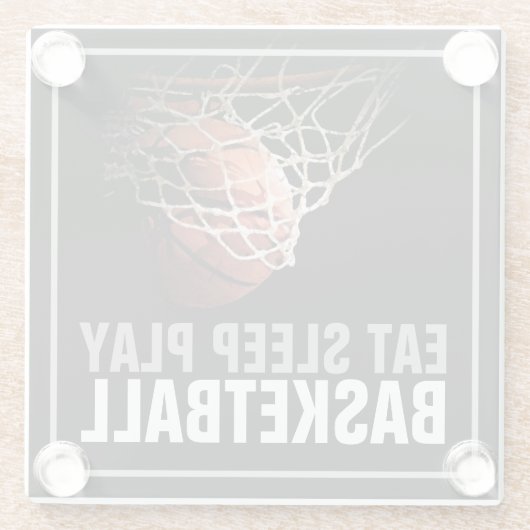 Eet Slaap Spelen Basketbal Kunstwerk Motivatie Glazen Onderzetter (Achterkant)