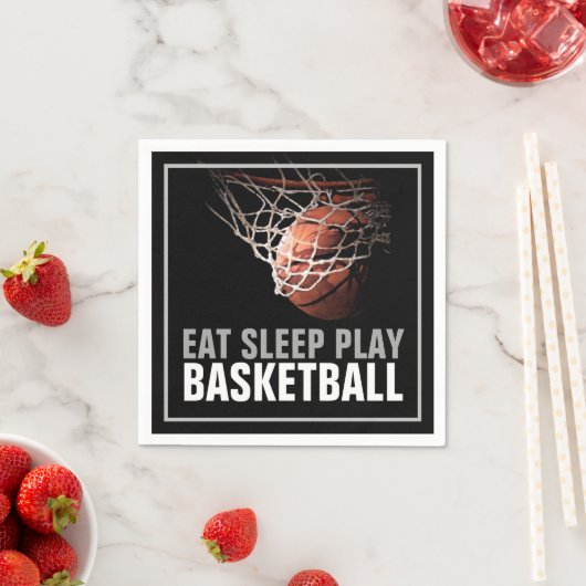 Eet Slaap Spelen Basketbal Kunstwerk Motivatie Servet (Insitu)