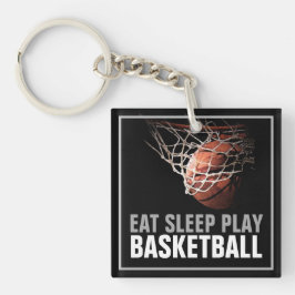 Eet Slaap Spelen Basketbal Kunstwerk Motivatie Sleutelhanger