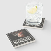 Eet Slaap Spelen Basketbal Kunstwerk Motivatie Stenen Onderzetter (Zijkant)