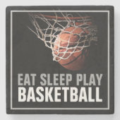 Eet Slaap Spelen Basketbal Kunstwerk Motivatie Stenen Onderzetter (Voorkant)
