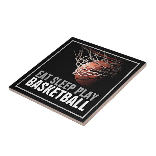 Eet Slaap Spelen Basketbal Kunstwerk Motivatie Tegeltje (Zijkant)