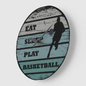 Eet slaap spelen basketbal retro speler grote klok (Hoek)