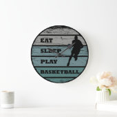 Eet slaap spelen basketbal retro speler grote klok (Huis)