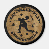 Eet slaap spelen basketbal retro speler magneet (Voorkant)