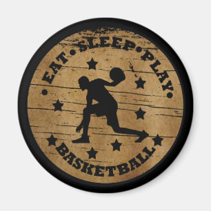 Eet slaap spelen basketbal retro speler magneet