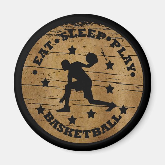 Eet slaap spelen basketbal retro speler magneet (Voorkant)