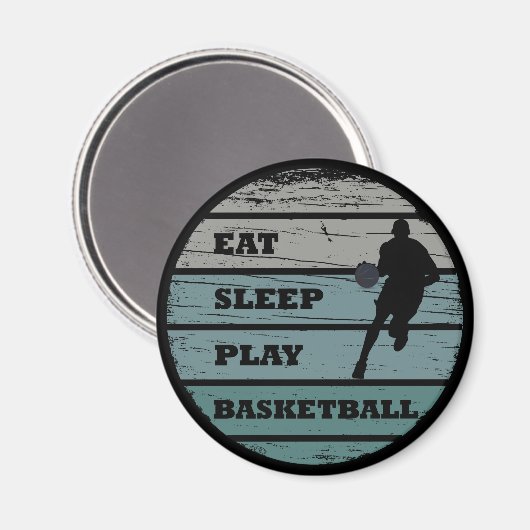 Eet slaap spelen basketbal retro speler magneet (Voorkant / Achterkant)