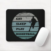 Eet slaap spelen basketbal retro speler muismat (Met muis)