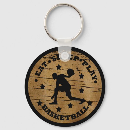 Eet slaap spelen basketbal retro speler sleutelhanger (Voorkant)