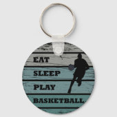 Eet slaap spelen basketbal retro speler sleutelhanger (Voorkant)