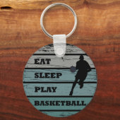 Eet slaap spelen basketbal retro speler sleutelhanger (Achterkant)